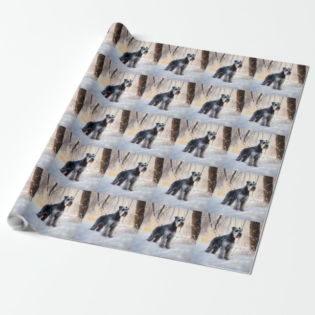 Schnauzer Let It Snow Christmas Wrapping Paper (Unrolled)