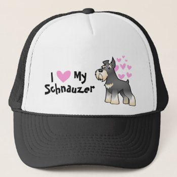 Schnauzer Love Trucker Hat by CartoonizeMyPet at Zazzle