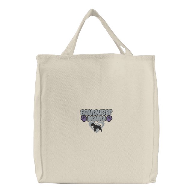 Schnauzer Mama Embroidered Tote Bag (Front)