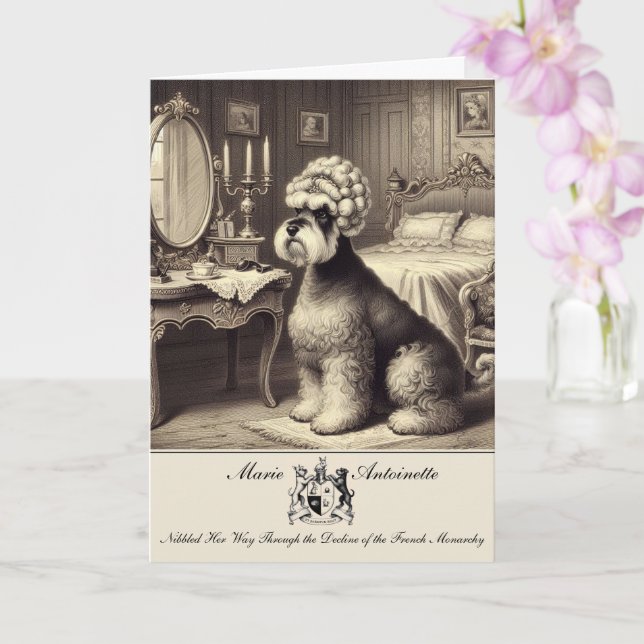 Schnauzer Marie Antoinette Folded Greeting Card (Orchid)
