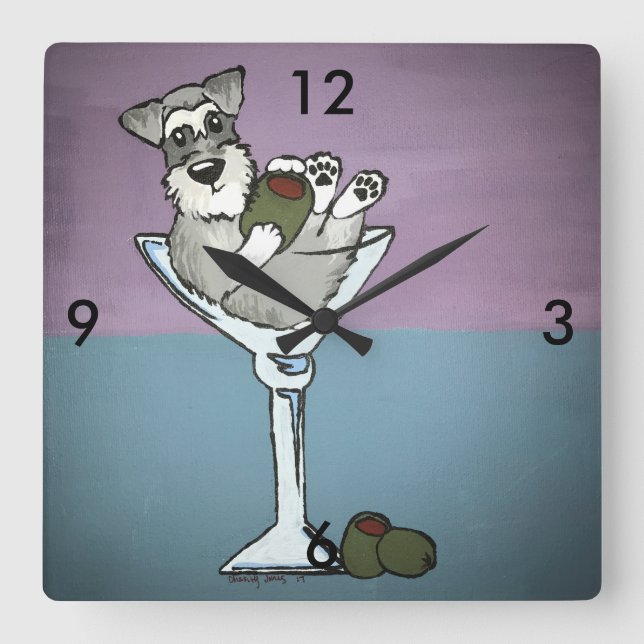Schnauzer Martini Clock (Front)