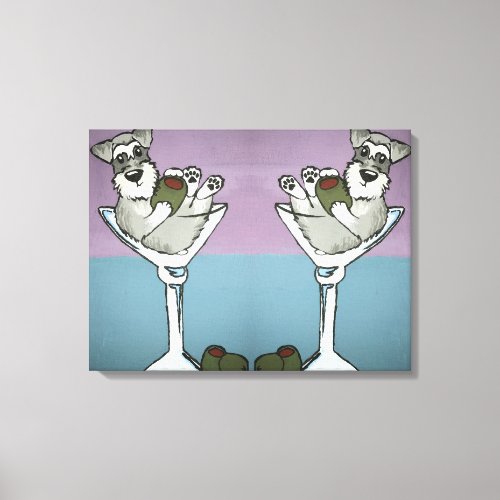 Schnauzer Martini Double the Trouble Canvas Art