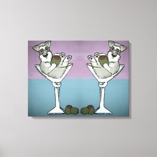 Schnauzer Martini Double the Trouble Canvas Art