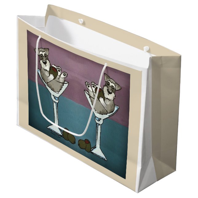 Schnauzer Martini Double the Trouble Gift Bag (Front Angled)