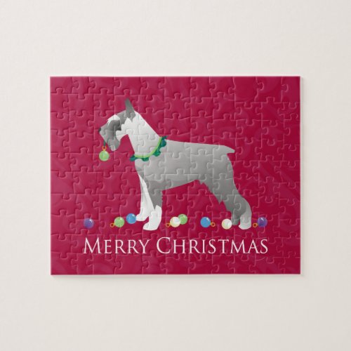 Schnauzer Merry Christmas Design Jigsaw Puzzle