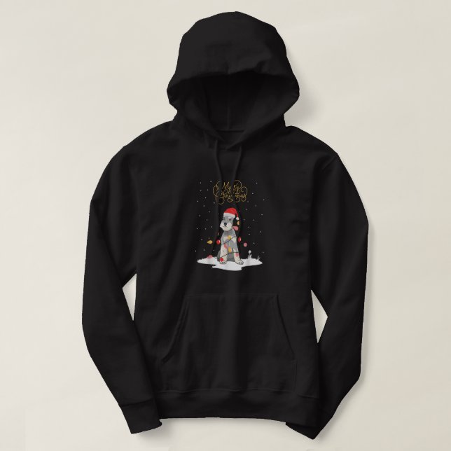 Schnauzer Merry Christmas Xmas Miniature Schnauzer Hoodie (Design Front)