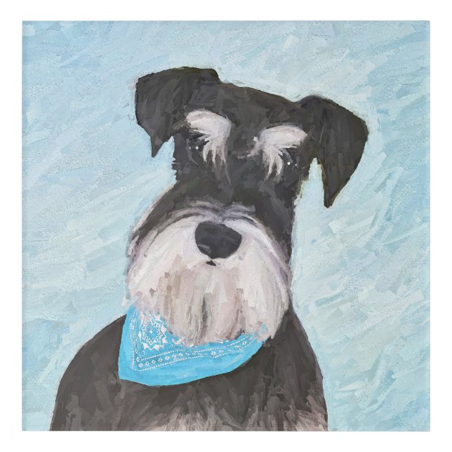 Schnauzer (Miniature) Painting - Cute Original Dog Acrylic Print (Front)