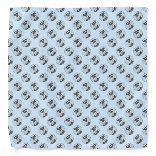 Schnauzer (Miniature) Painting - Cute Original Dog Bandana (Front)