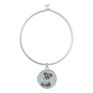 Schnauzer (Miniature) Painting - Cute Original Dog Bangle Bracelet