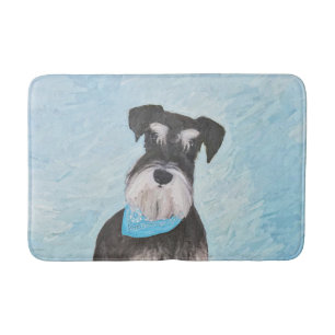 Schnauzer (Miniature) Painting - Cute Original Dog Bath Mat