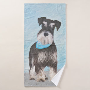 Schnauzer (Miniature) Painting - Cute Original Dog Bath Towel Set