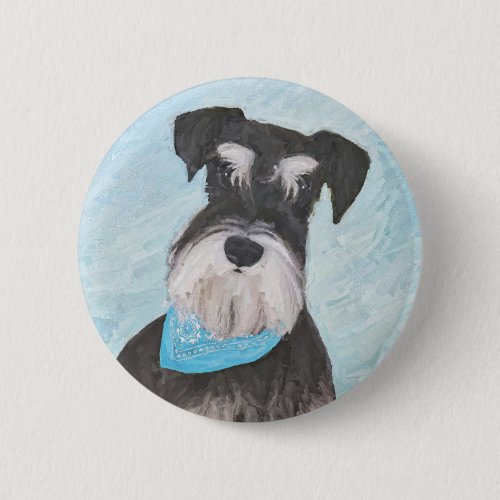 Schnauzer Miniature Painting _ Cute Original Dog Button