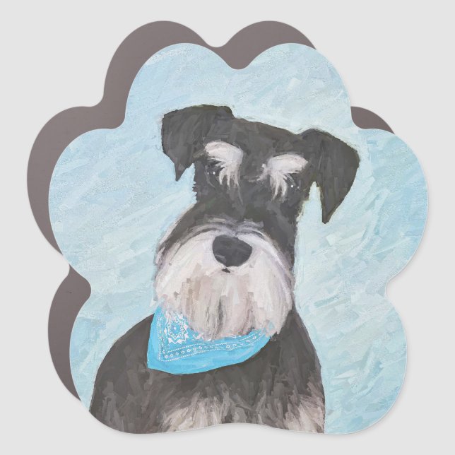 Schnauzer (Miniature) Painting - Cute Original Dog Car Magnet (Front)