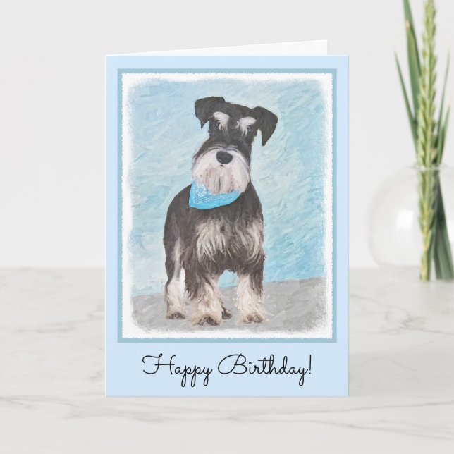 Schnauzer (Miniature) Painting - Cute Original Dog Card (Front)