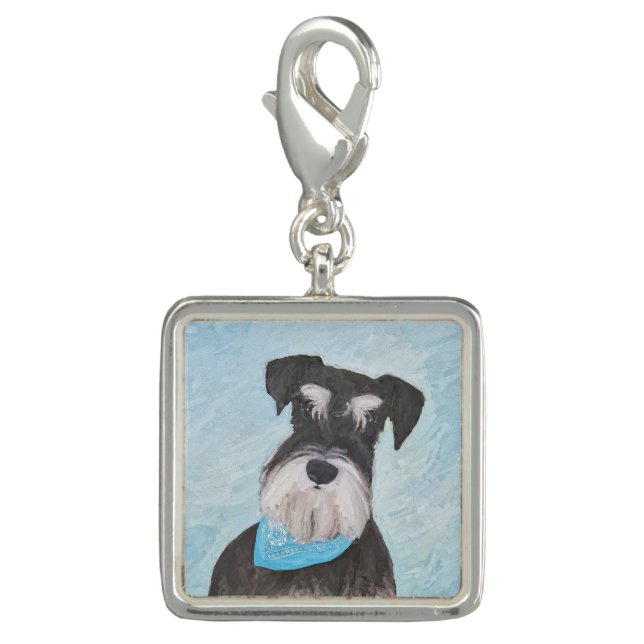 Schnauzer (Miniature) Painting - Cute Original Dog Charm (Front)
