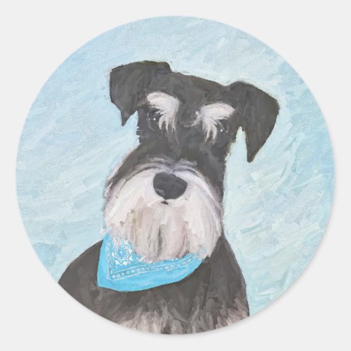 Schnauzer Miniature Painting _ Cute Original Dog Classic Round Sticker