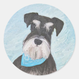 Schnauzer (Miniature) Painting - Cute Original Dog Classic Round Sticker