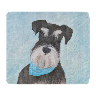 Schnauzer (Miniature) Painting - Cute Original Dog Cutting Board