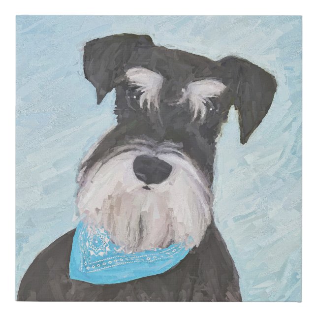 Schnauzer (Miniature) Painting - Cute Original Dog Faux Canvas Print (Front)
