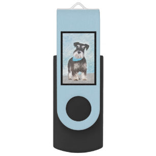 Schnauzer (Miniature) Painting - Cute Original Dog Flash Drive
