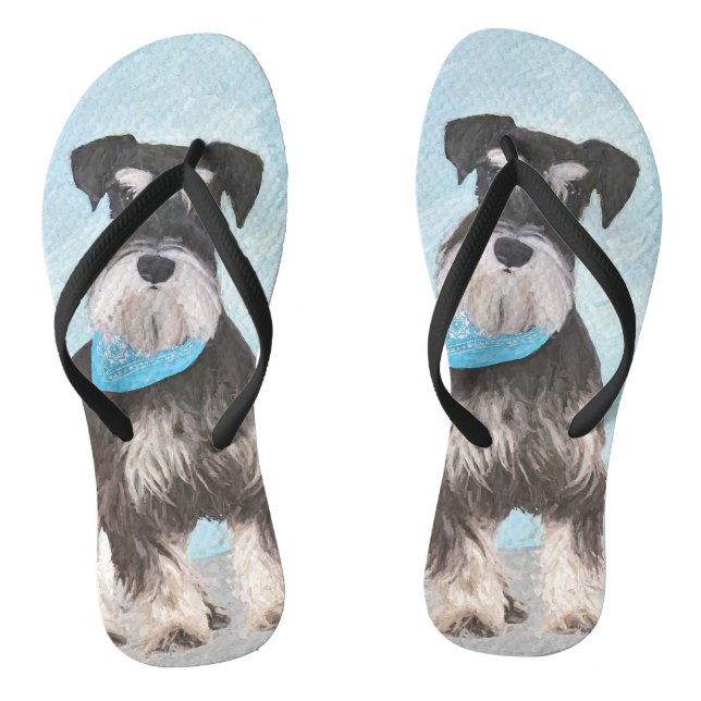 Schnauzer (Miniature) Painting - Cute Original Dog Flip Flops (Footbed)