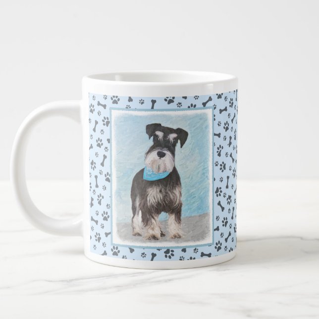 Schnauzer (Miniature) Painting - Cute Original Dog Giant Coffee Mug (Left)