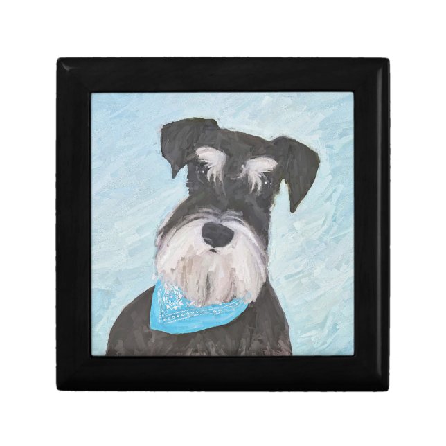 Schnauzer (Miniature) Painting - Cute Original Dog Gift Box (Front)