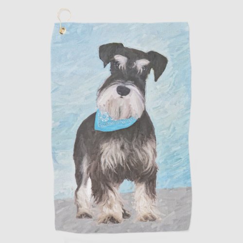 Schnauzer Miniature Painting _ Cute Original Dog Golf Towel