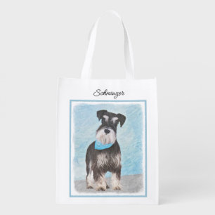 Schnauzer (Miniature) Painting - Cute Original Dog Grocery Bag