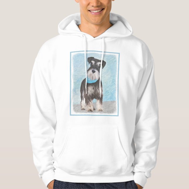 Schnauzer (Miniature) Painting - Cute Original Dog Hoodie (Front)