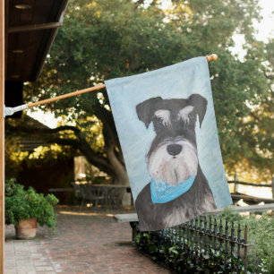 Schnauzer (Miniature) Painting - Cute Original Dog House Flag
