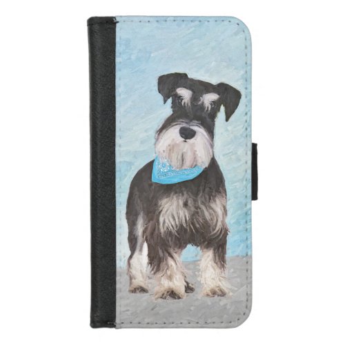 Schnauzer Miniature Painting _ Cute Original Dog iPhone 87 Wallet Case