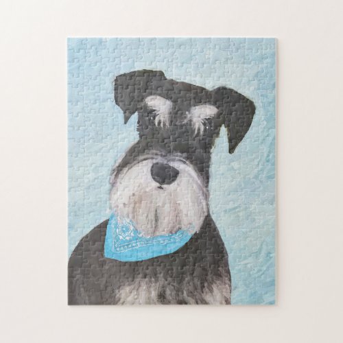 Schnauzer Miniature Painting _ Cute Original Dog Jigsaw Puzzle