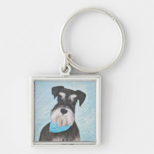Schnauzer (Miniature) Painting - Cute Original Dog Keychain