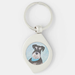 Schnauzer (Miniature) Painting - Cute Original Dog Keychain