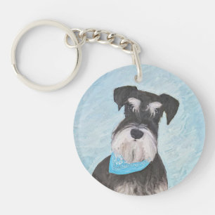 Schnauzer (Miniature) Painting - Cute Original Dog Keychain