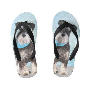 Schnauzer (Miniature) Painting - Cute Original Dog Kid's Flip Flops
