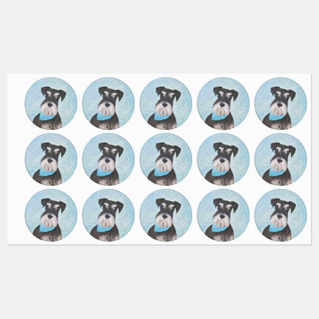 Schnauzer (Miniature) Painting - Cute Original Dog Labels (Sheet)