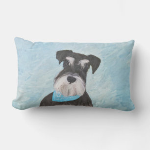 Schnauzer (Miniature) Painting - Cute Original Dog Lumbar Pillow