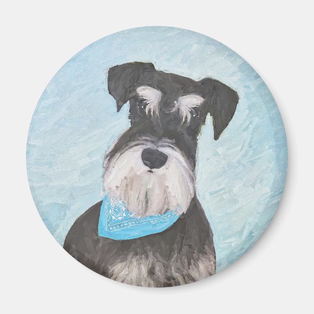 Schnauzer (Miniature) Painting - Cute Original Dog Magnet (Front)