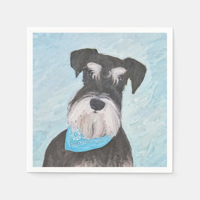 Schnauzer (Miniature) Painting - Cute Original Dog Napkins (Front)