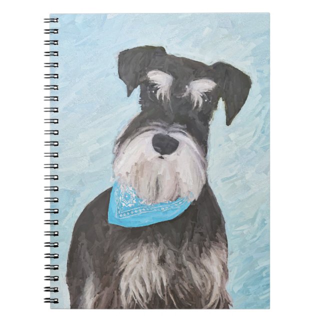 Schnauzer (Miniature) Painting - Cute Original Dog Notebook (Front)
