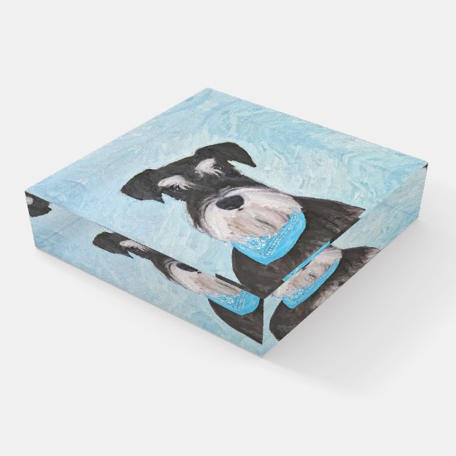 Schnauzer (Miniature) Painting - Cute Original Dog Paperweight (Angled)