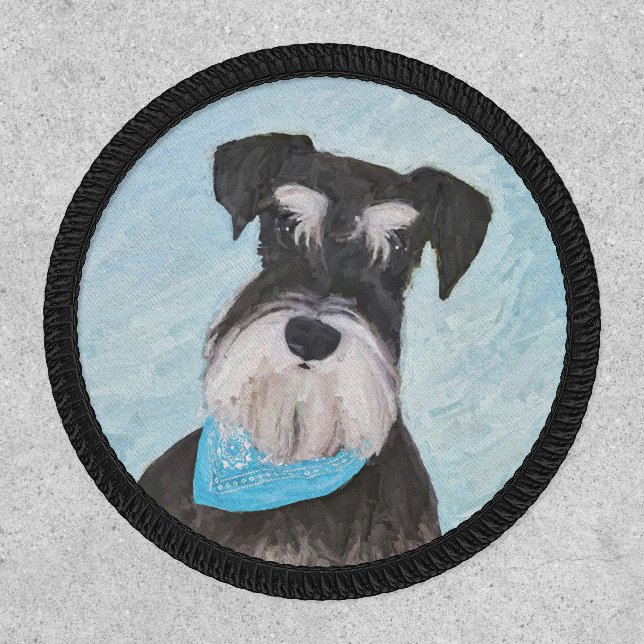 Schnauzer (Miniature) Painting - Cute Original Dog Patch (Front)