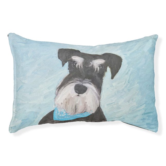 Schnauzer (Miniature) Painting - Cute Original Dog Pet Bed (Front)