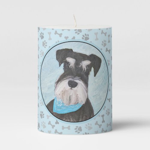 Schnauzer Miniature Painting _ Cute Original Dog Pillar Candle