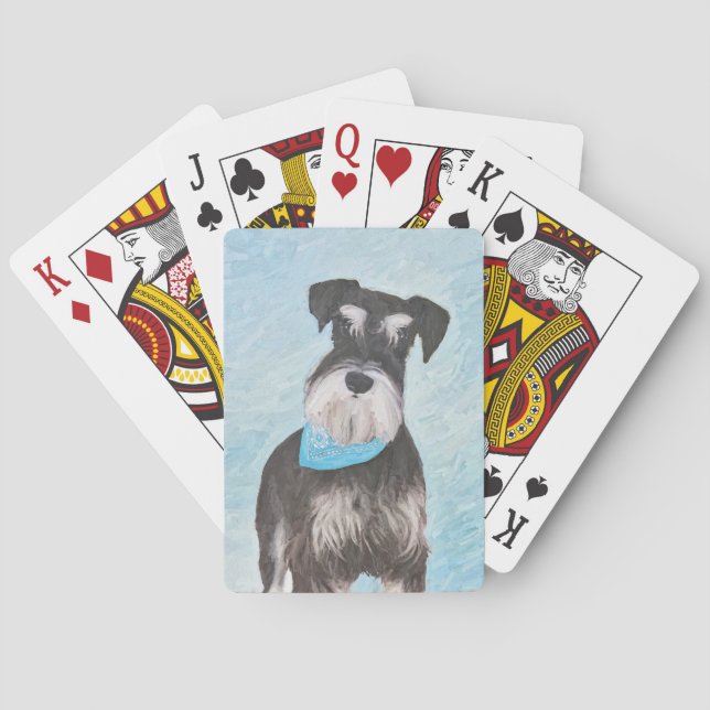 Schnauzer (Miniature) Painting - Cute Original Dog Poker Cards (Back)