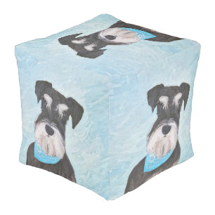 Schnauzer (Miniature) Painting - Cute Original Dog Pouf