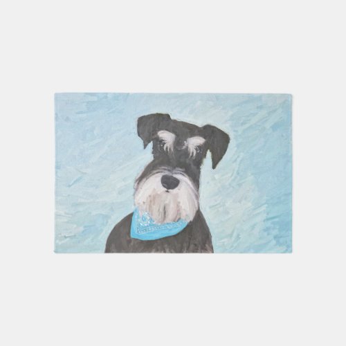 Schnauzer Miniature Painting _ Cute Original Dog Rug