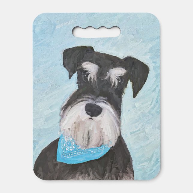 Schnauzer (Miniature) Painting - Cute Original Dog Seat Cushion (Front Vertical)